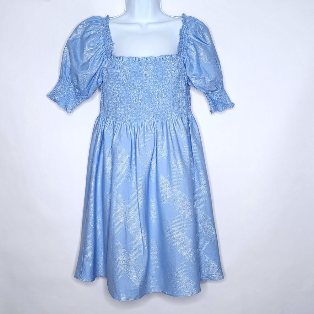 Hill House Women's SZ L Athena Nap Dress |Light Blue Silver Sparkle